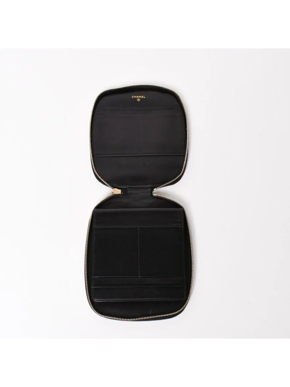 Chanel New Travel Line Multi Pouch CD Case Black CC Logo Nylon Jacquard Fabric